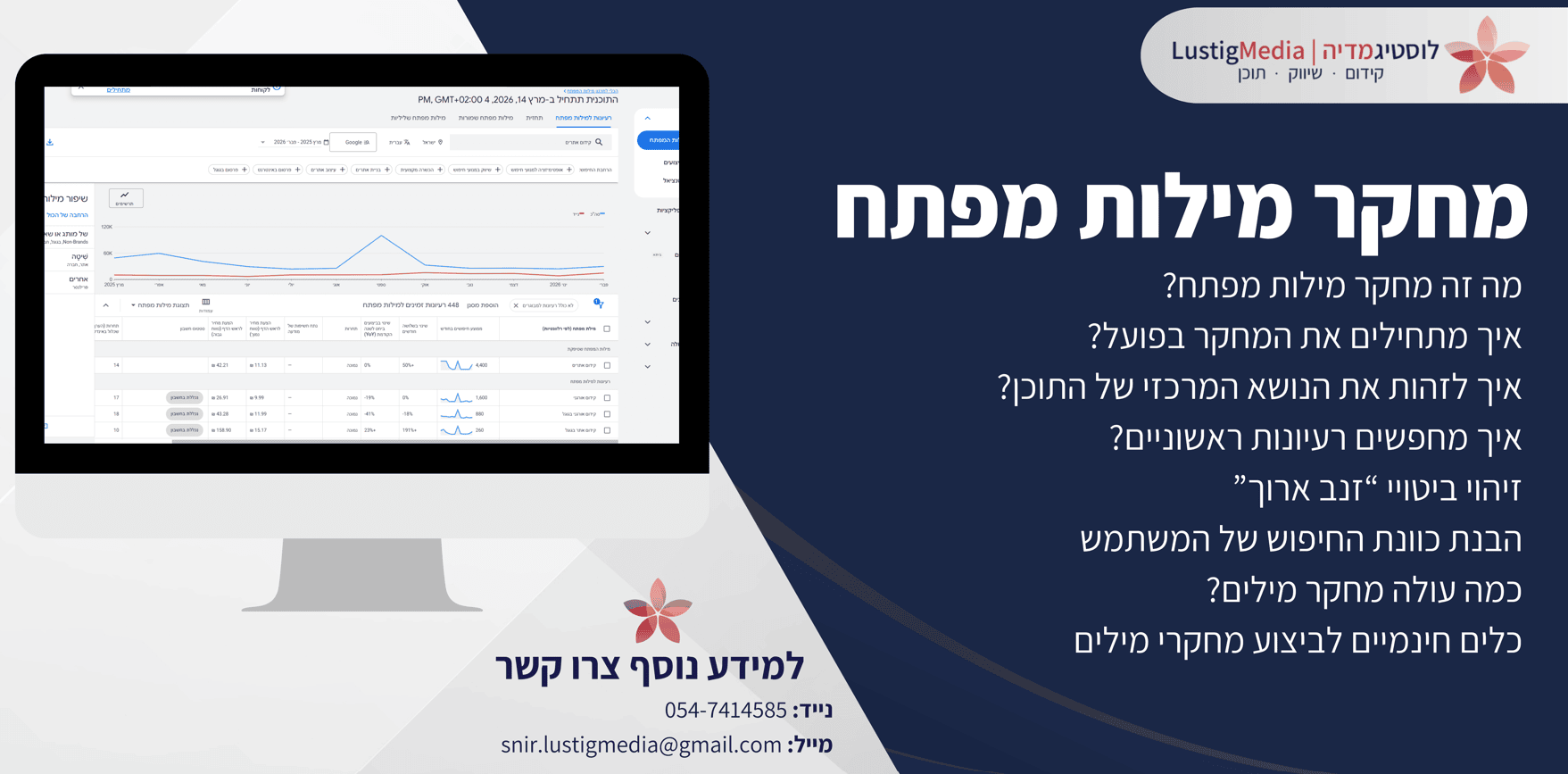 מחקר מילות מפתח - שירות לוסטיגמדיה