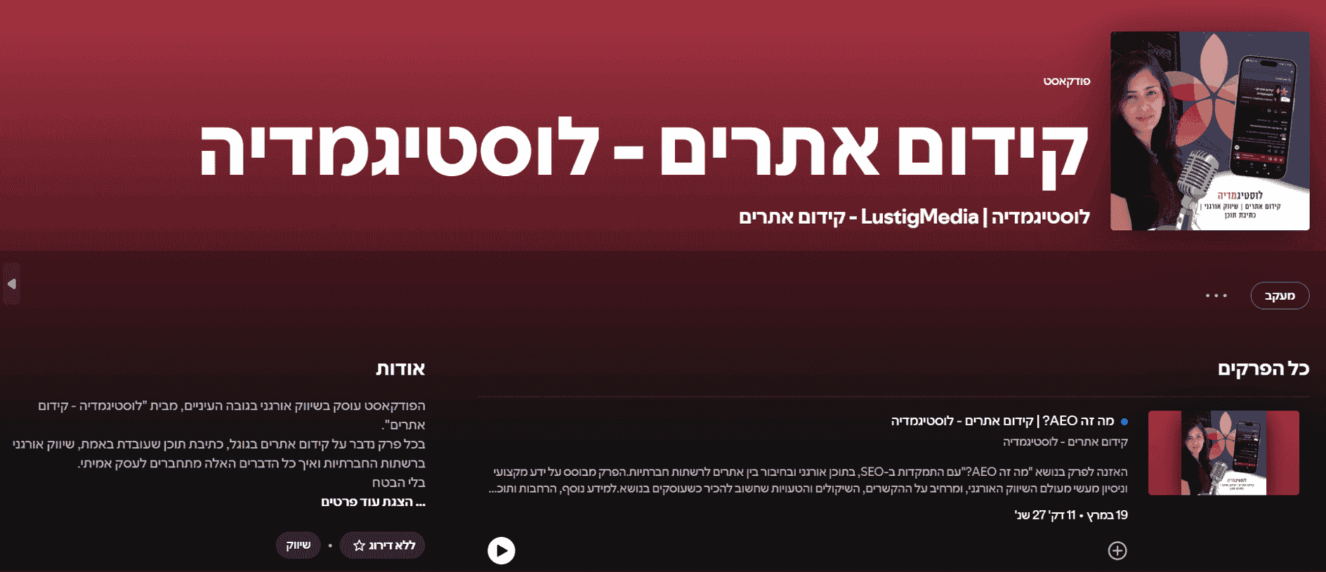 קידום בספוטיפיי לוסטיגמדיה